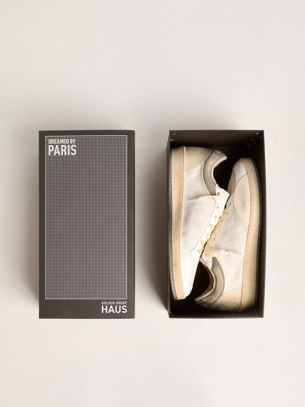Women's Ball Star Pro in optical white leather with rubber inserts| Golden Goose