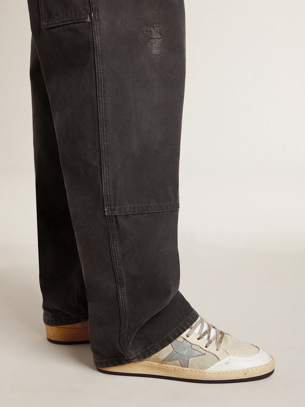 Men's Ball Star LTD in leather and suede with crocodile print leather star| Golden Goose