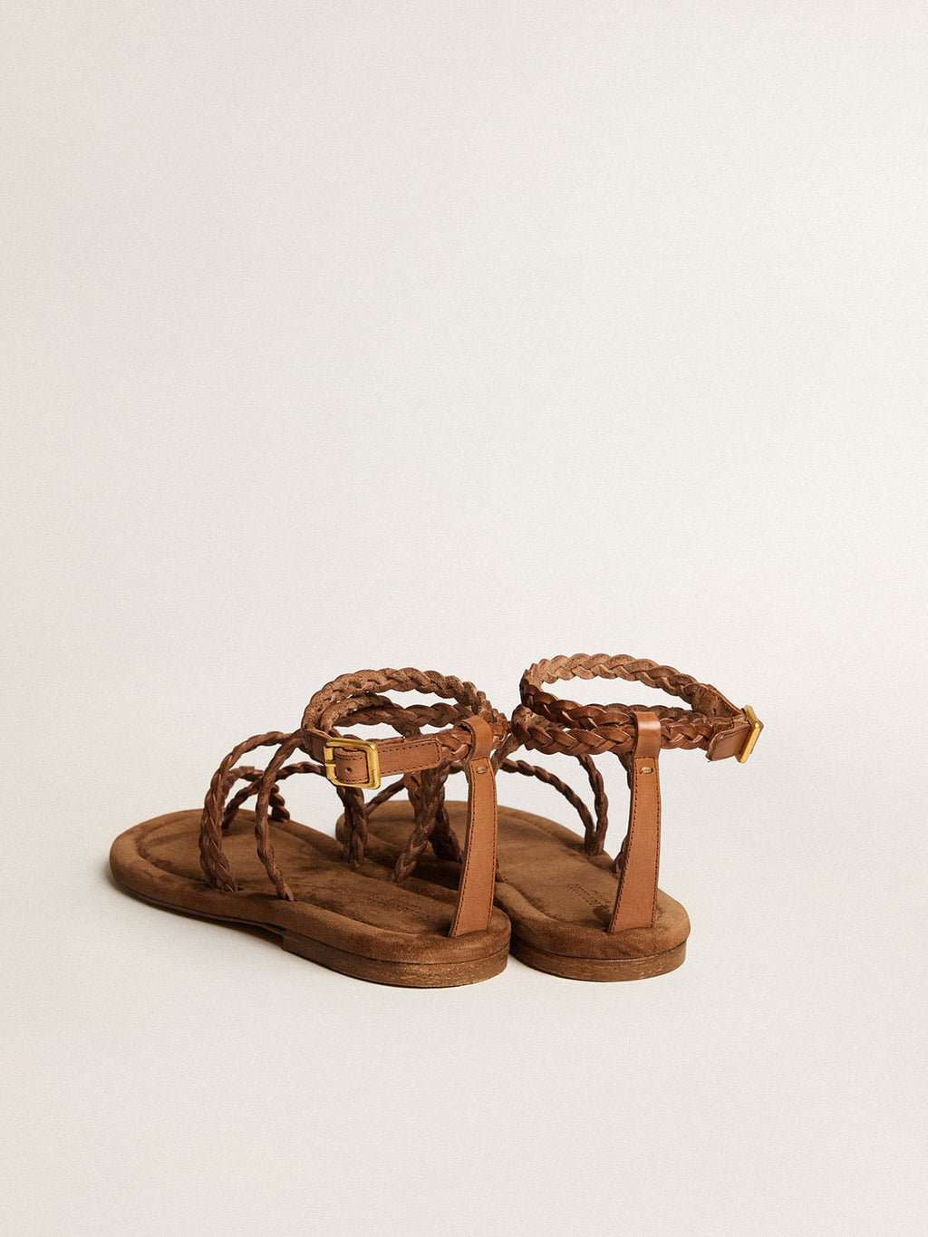 Penelope flat sandals in brown leather with suede sole| Golden Goose