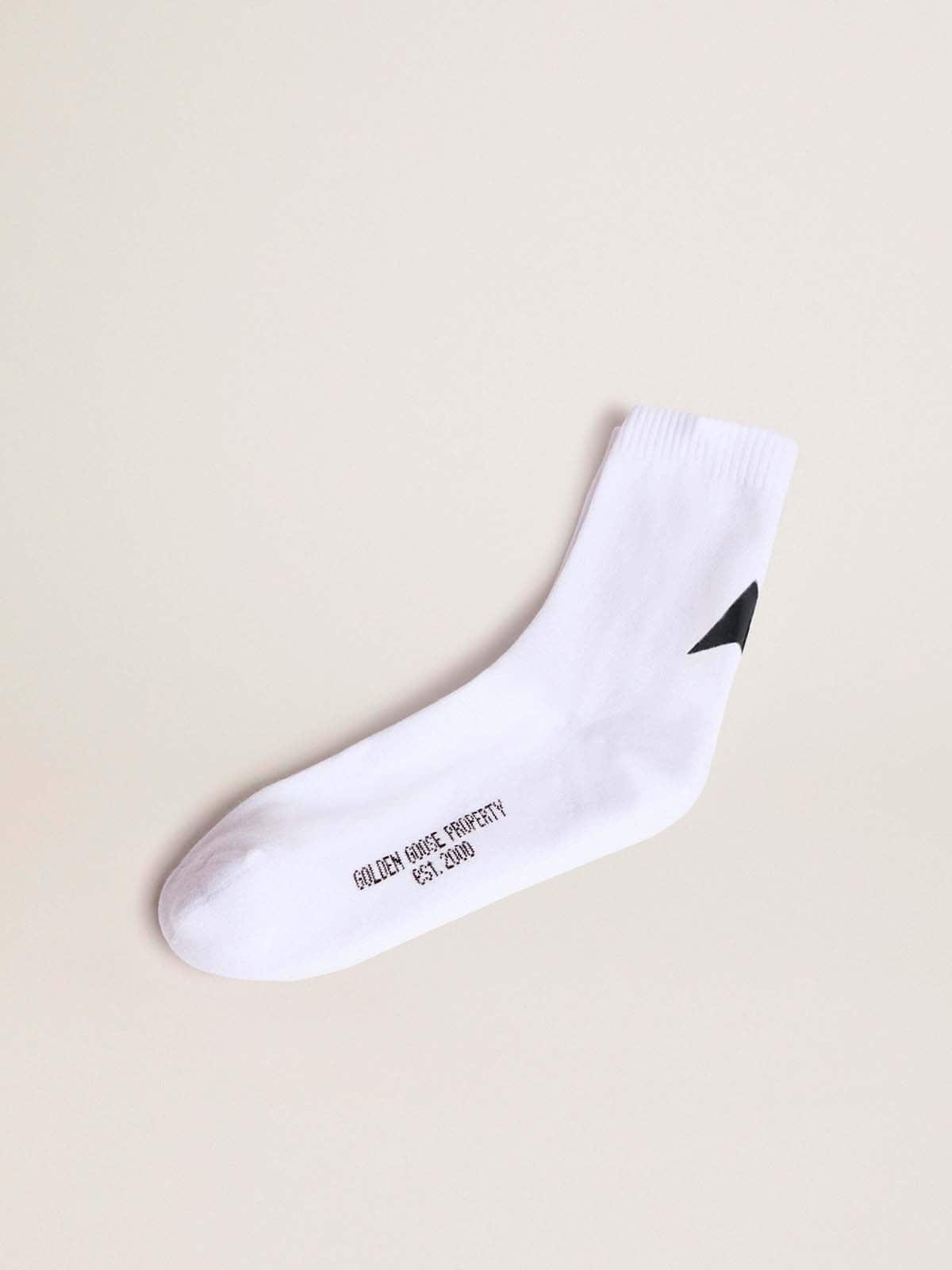 White Star Collection socks with contrasting black star| Golden Goose