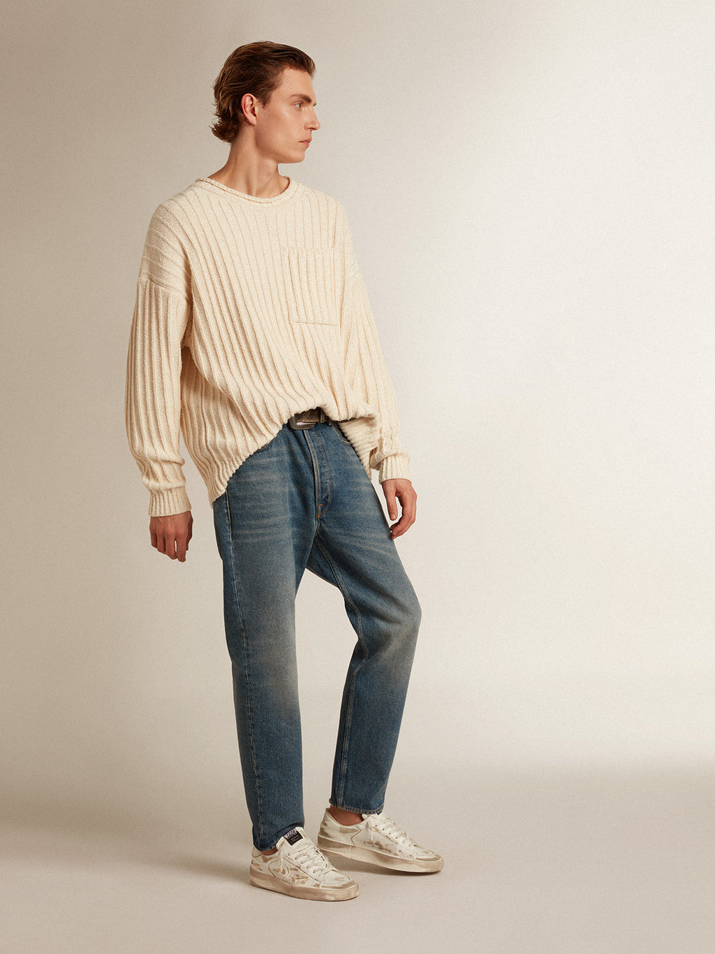Men's slim fit jeans with medium wash| Golden Goose