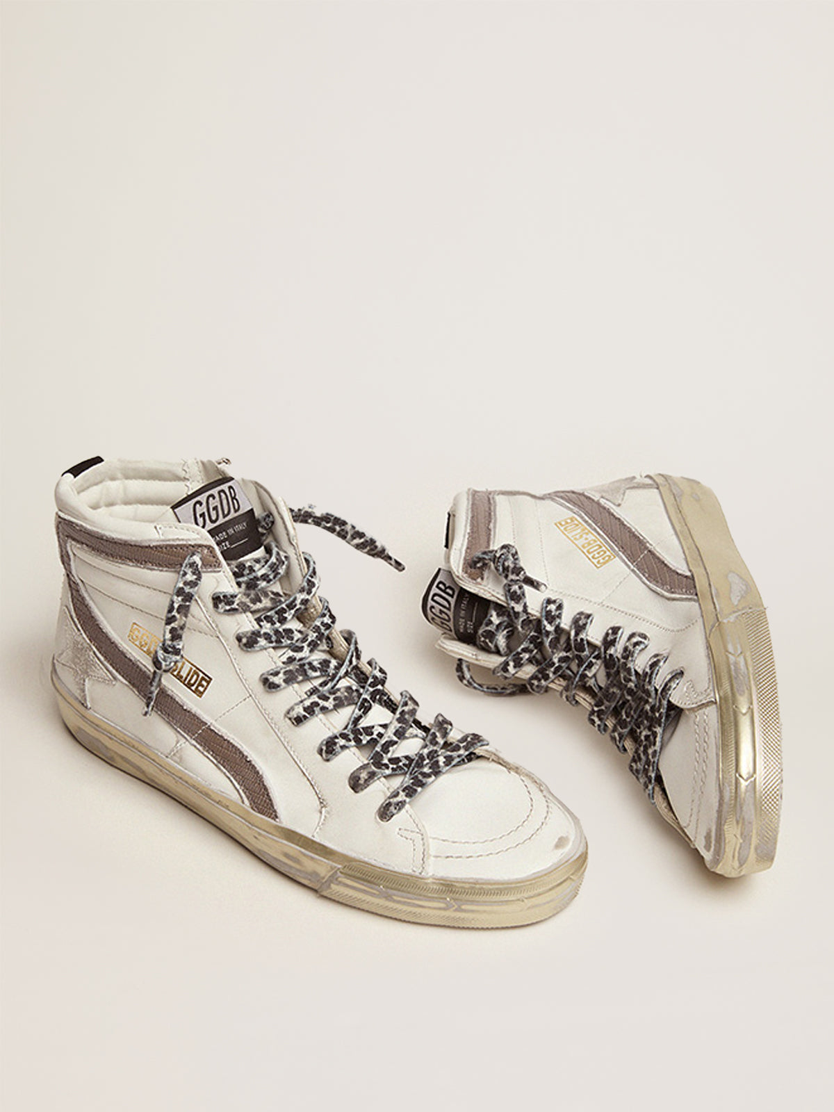 Women's Slide with star in white suede and leather flash| Golden Goose
