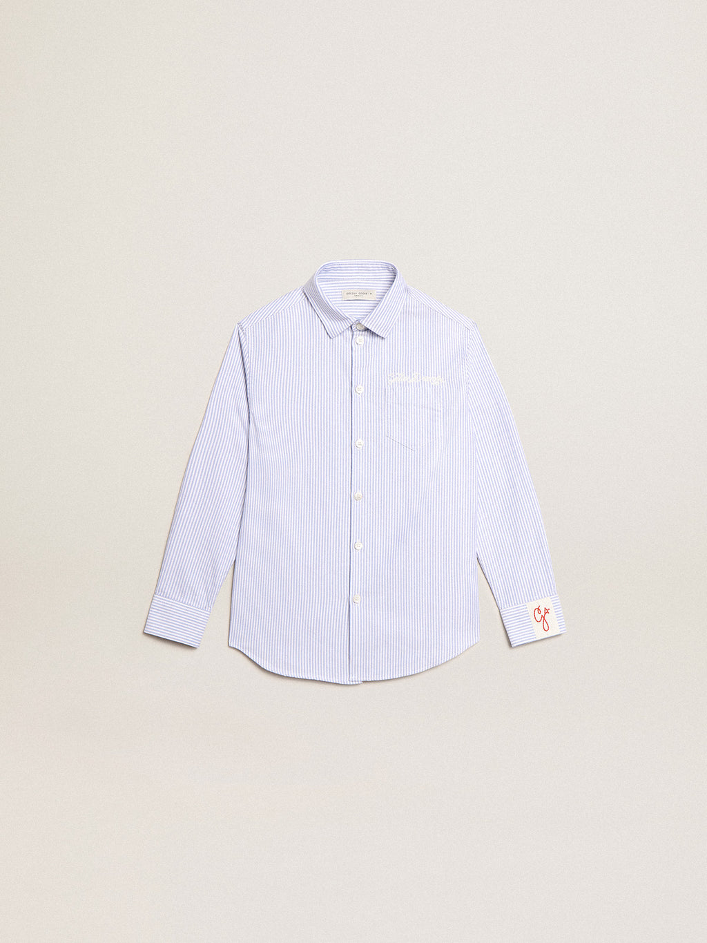 Boys' shirt with light blue stripes| Golden Goose