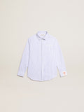 Boys' shirt with light blue stripes| Golden Goose