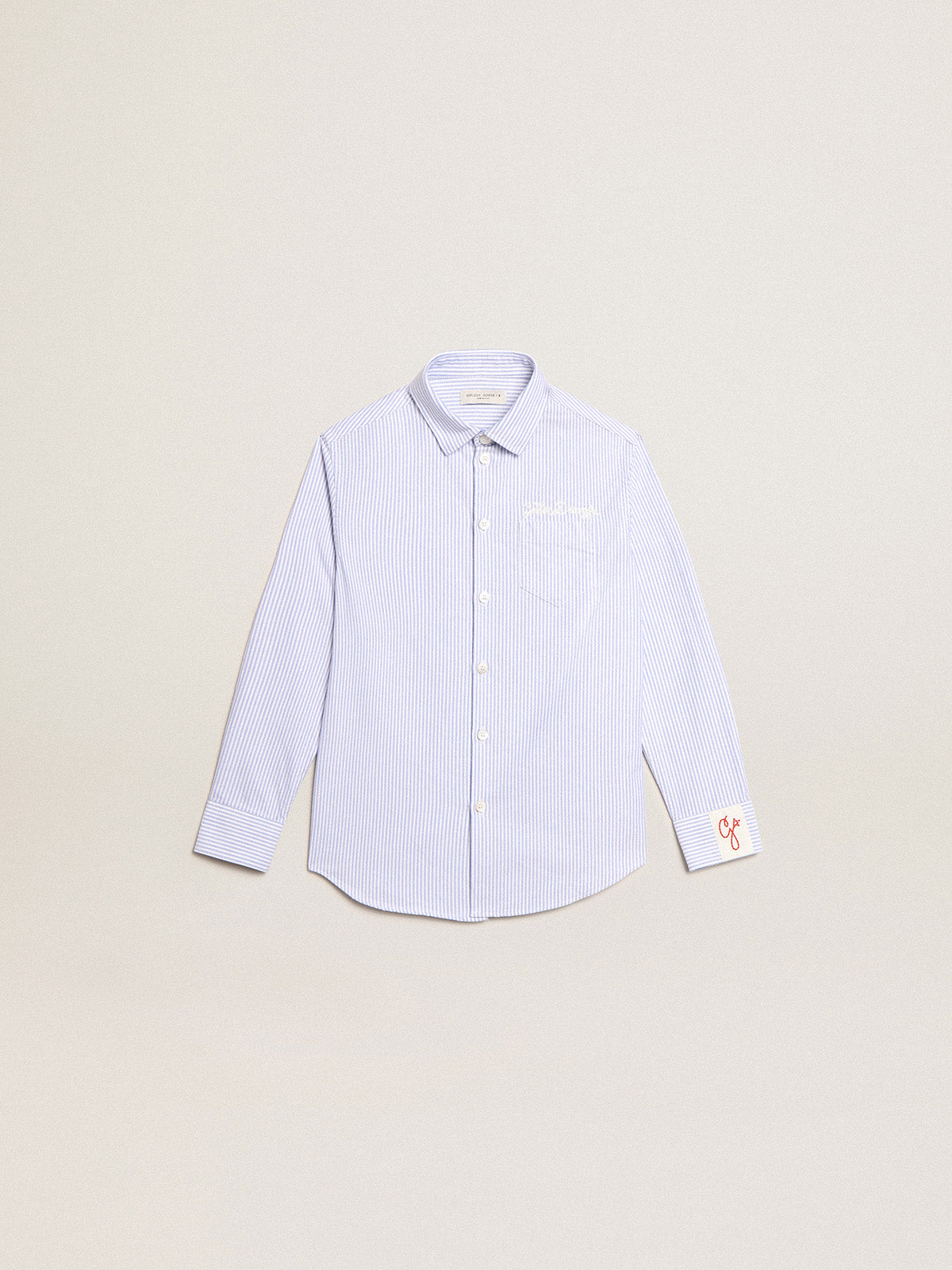 Boys' shirt with light blue stripes| Golden Goose