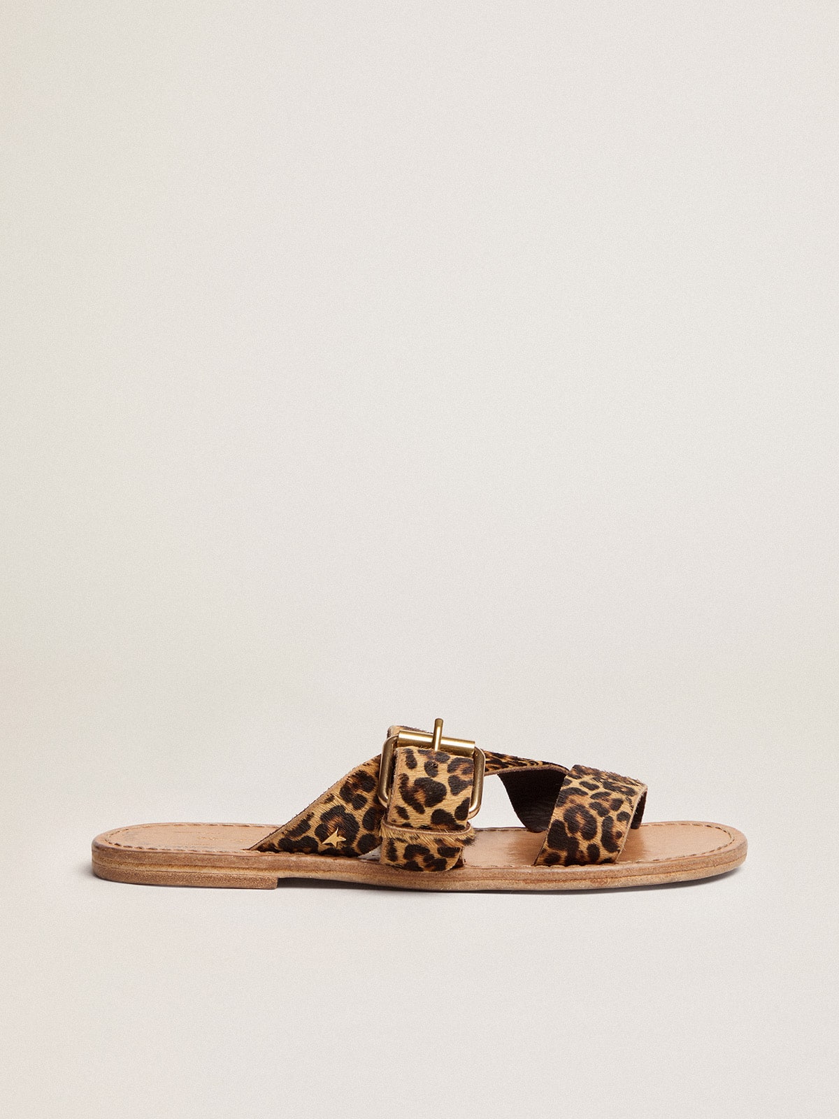 Leopard pony skin sandals for women Margaret| Golden Goose