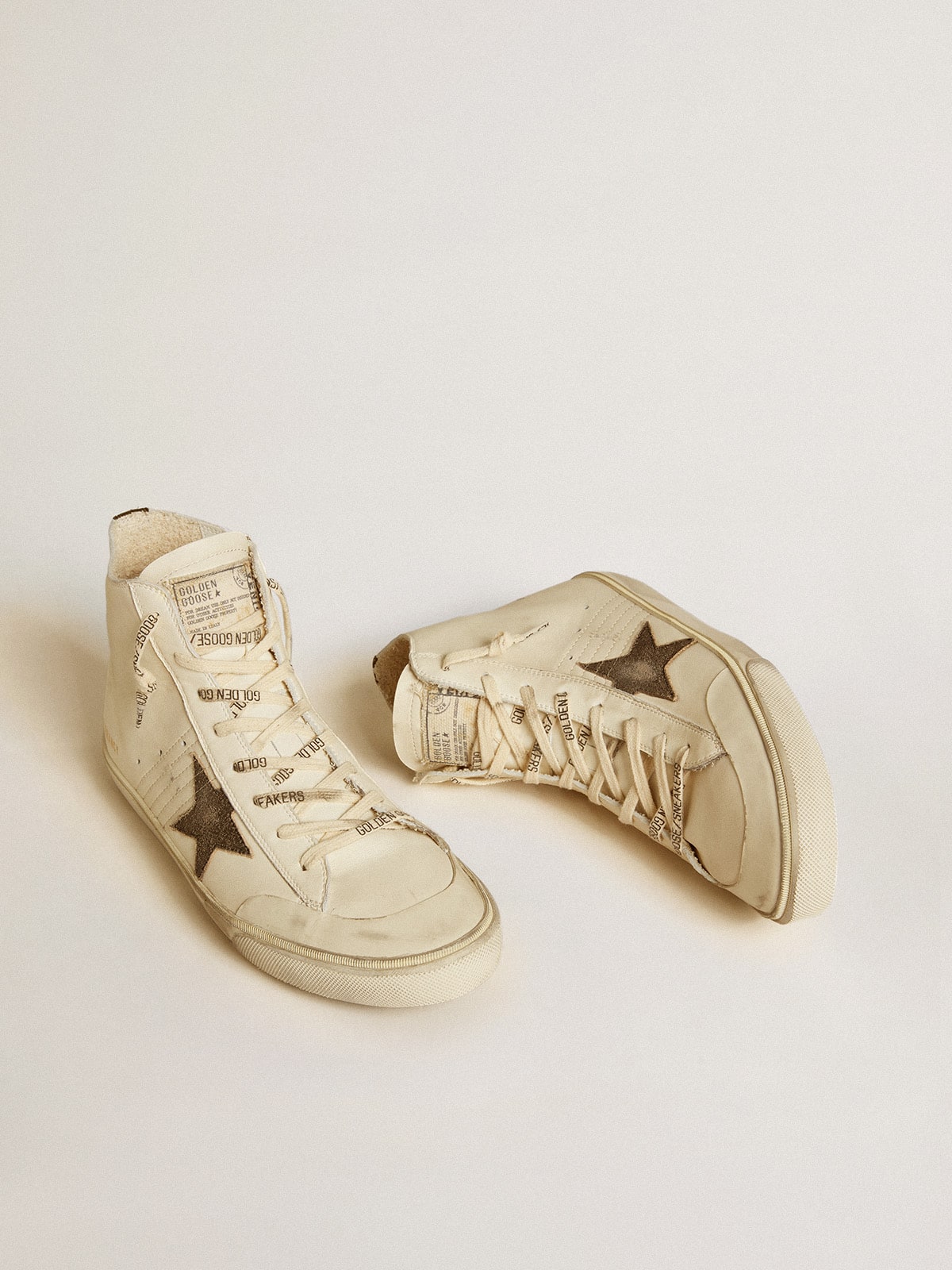 Francy Penstar in nappa with black suede star and cotton heel tab| Golden Goose