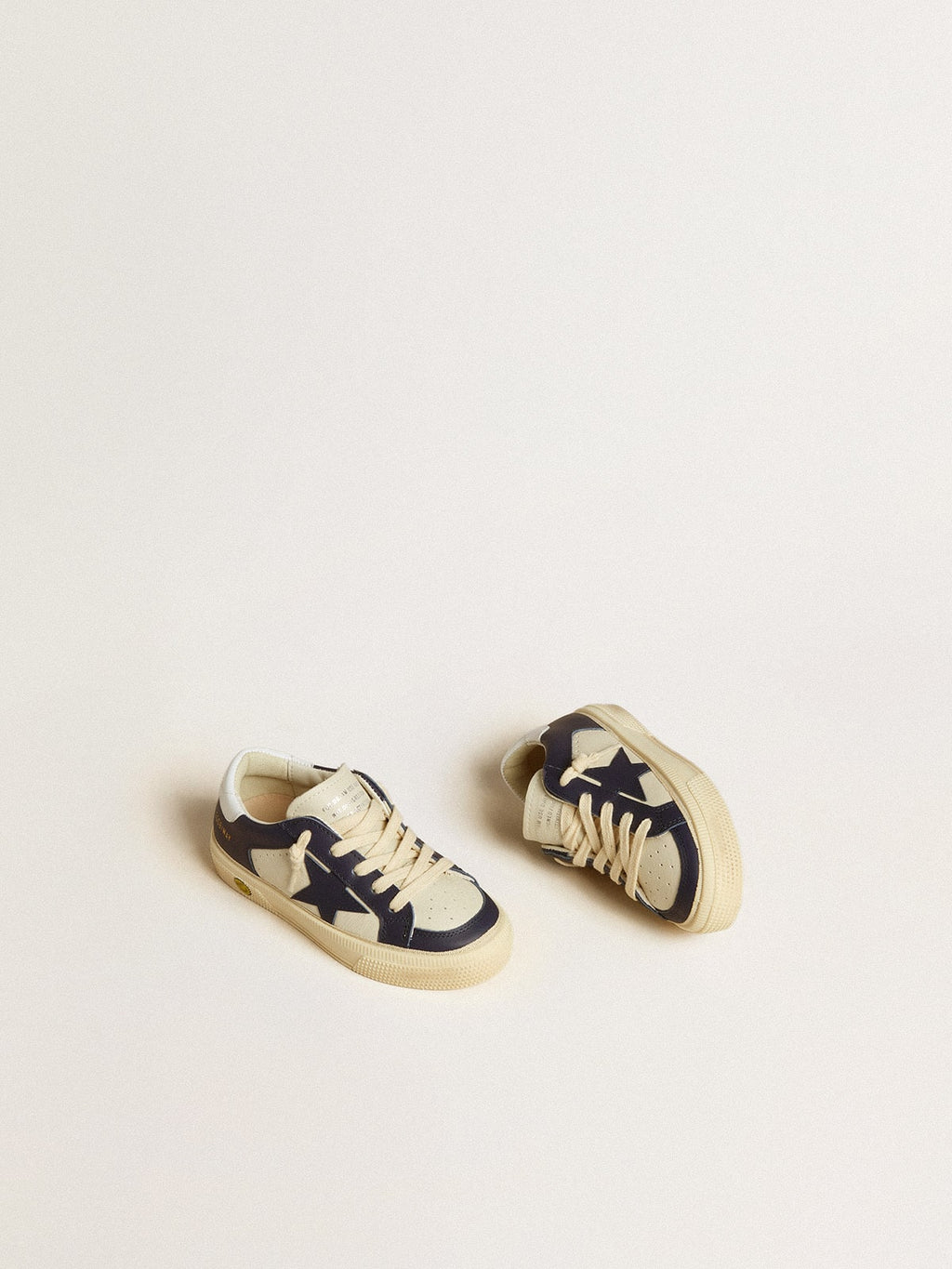 May Junior in white and blue leather with leather star and heel tab| Golden Goose