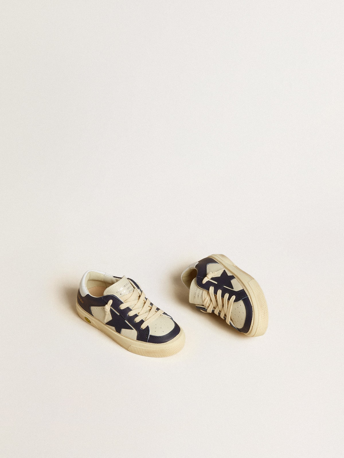 May Junior in white and blue leather with leather star and heel tab| Golden Goose