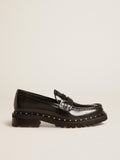 Women's chunky loafers in studded black leather| Golden Goose