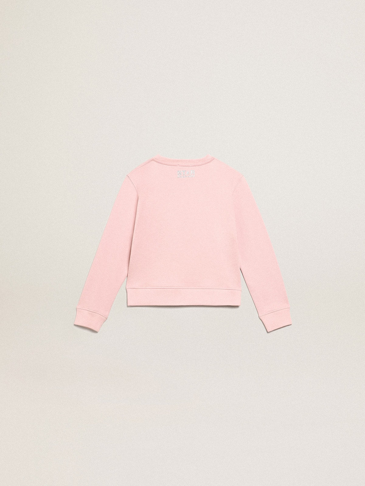 Pink sweatshirt with maxi star in silver glitter on the front| Golden Goose