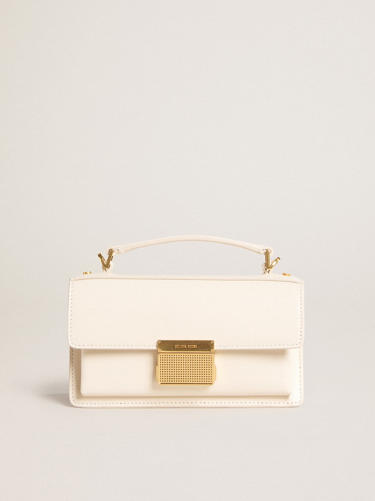 Small Venezia Bag in butter-colored boarded leather with gold details| Golden Goose