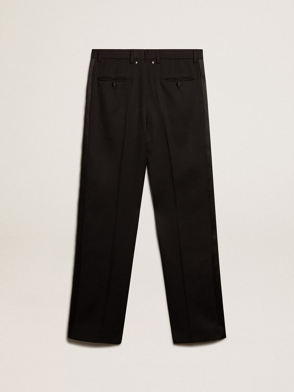 Men's tuxedo pants in black wool gabardine