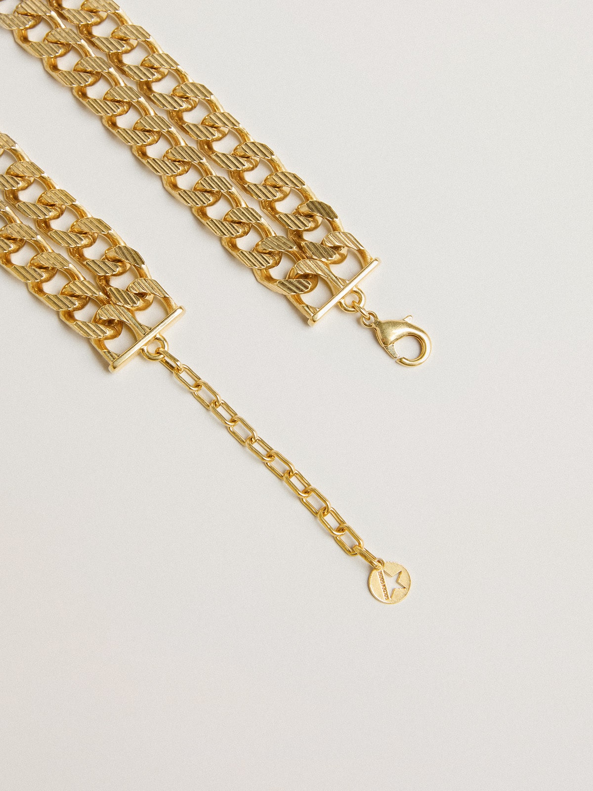 Antique gold-colored braided chain necklace with star-shaped clasp| Golden Goose