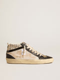Women's Mid Star LTD in black and white leather with pearls and perforated star| Golden Goose