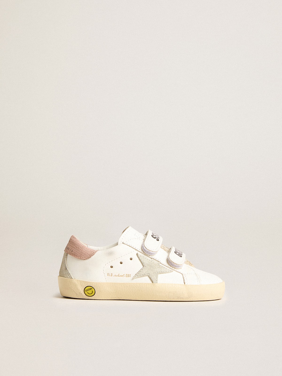 Junior Old School in leather with gray suede star and old rose heel tab| Golden Goose