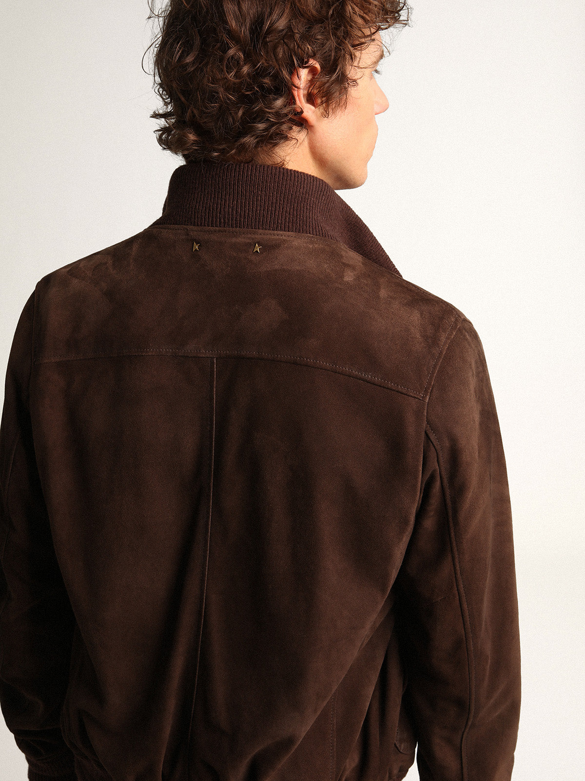 Golden Collection flight jacket in dark brown suede| Golden Goose