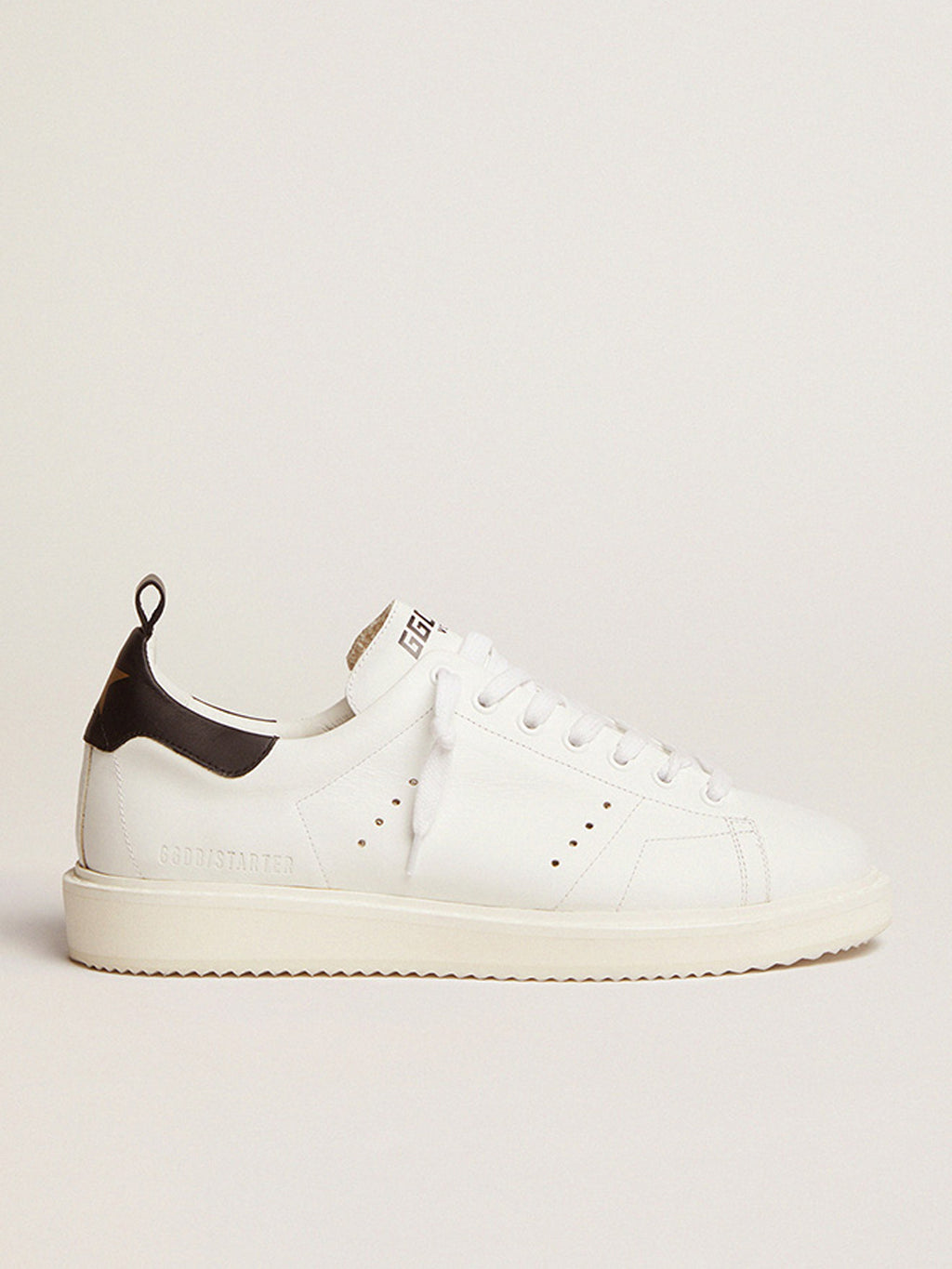 Starter sneakers in white leather with black leather heel tab| Golden Goose