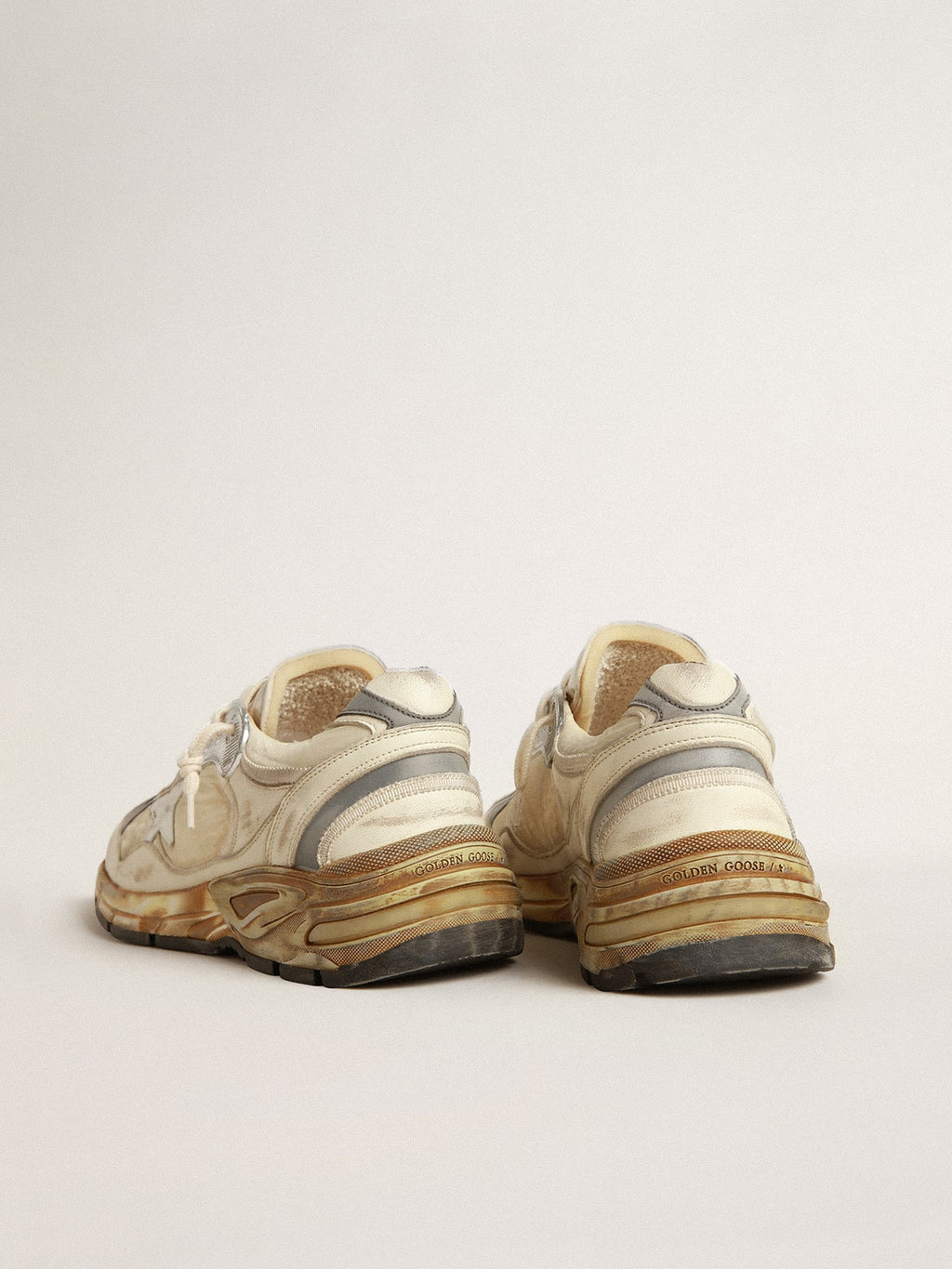 Men's Dad-Star in beige nappa and nylon with white leather star| Golden Goose
