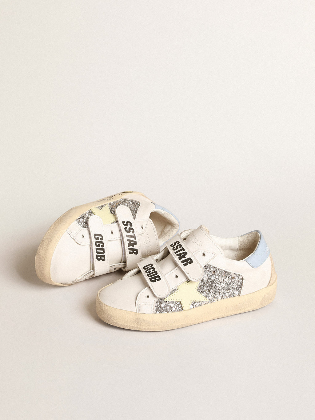 Bio-based Old School Young with yellow star and glitter inserts| Golden Goose