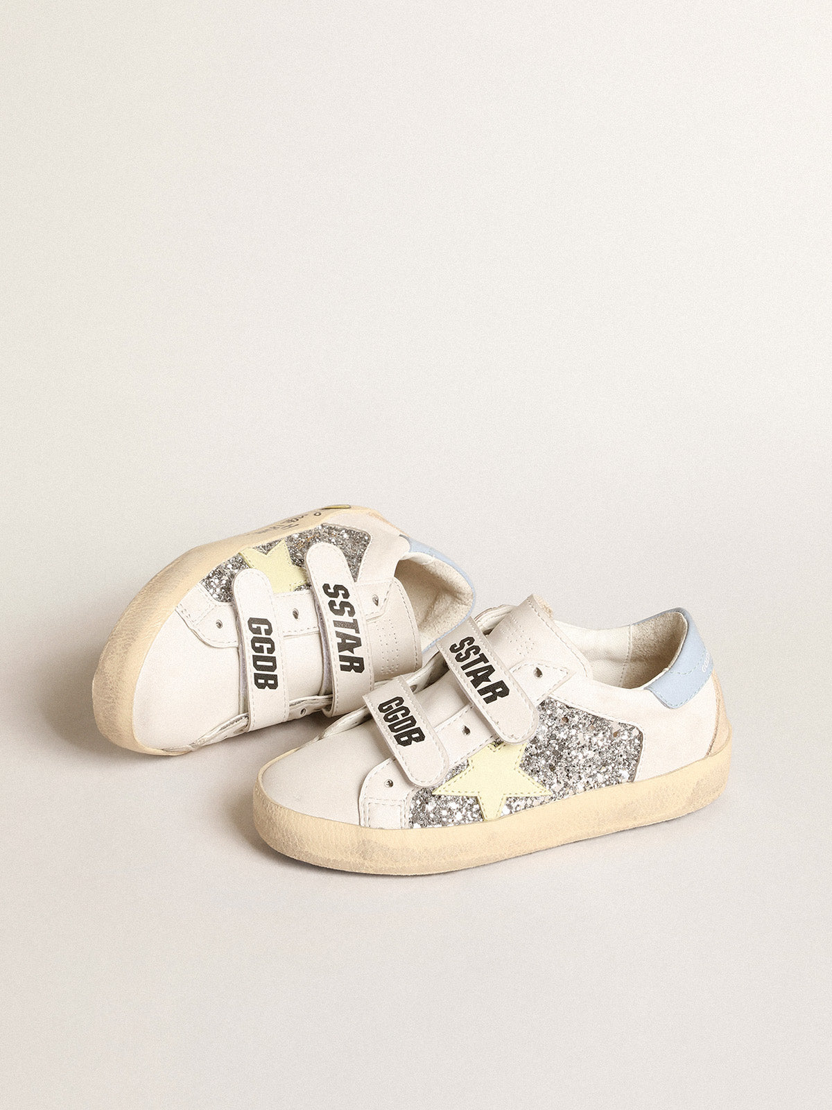 Bio-based Old School Young with yellow star and glitter inserts| Golden Goose