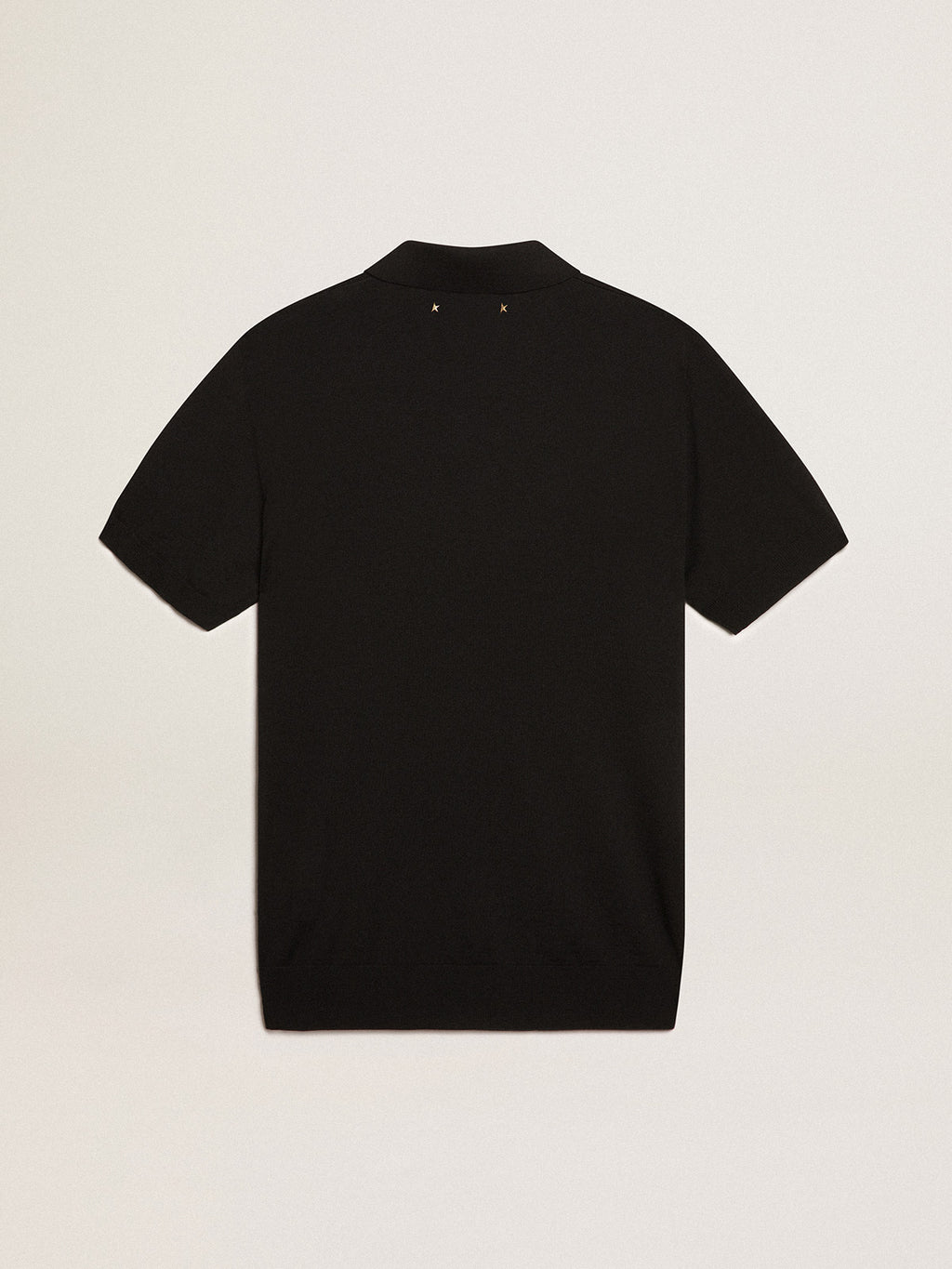 Men's short-sleeved polo shirt in black merino wool| Golden Goose