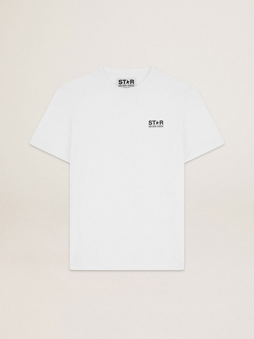 White Star Collection T-shirt with contrasting black logo and star| Golden Goose
