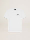 White Star Collection T-shirt with contrasting black logo and star| Golden Goose