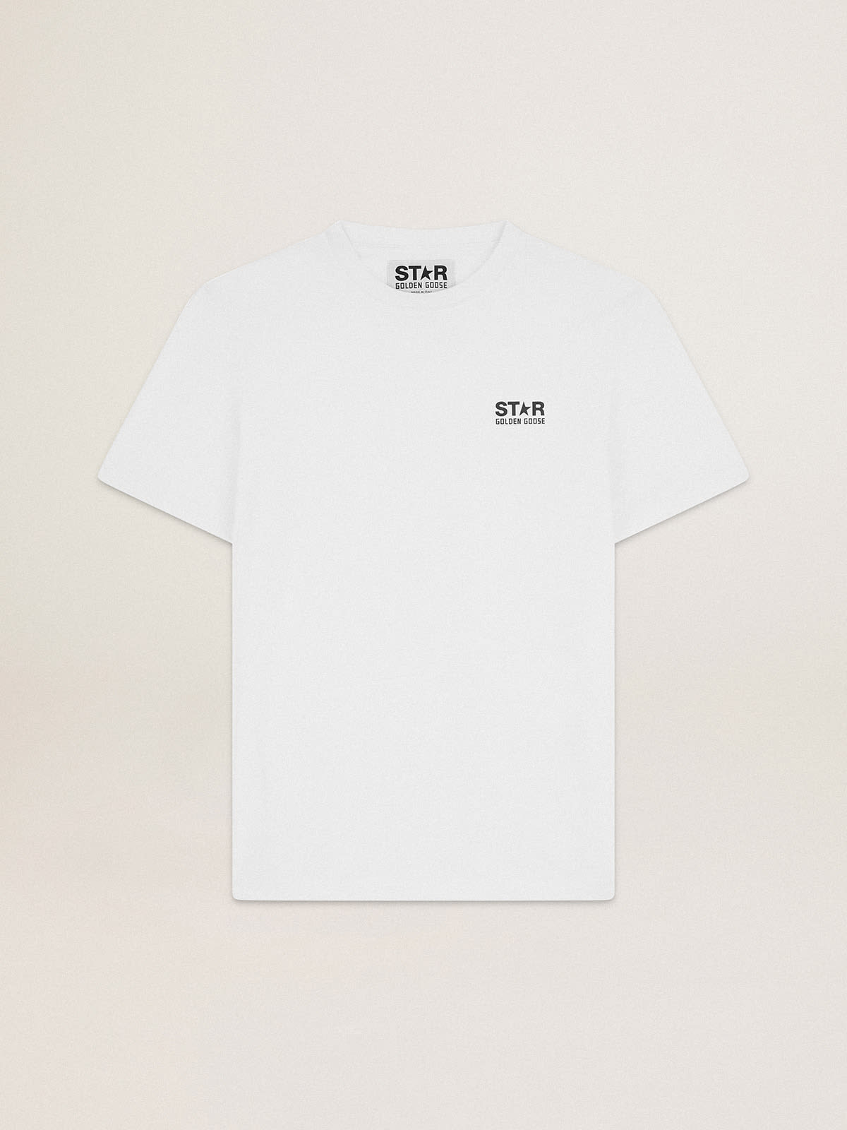 White Star Collection T-shirt with contrasting black logo and star| Golden Goose