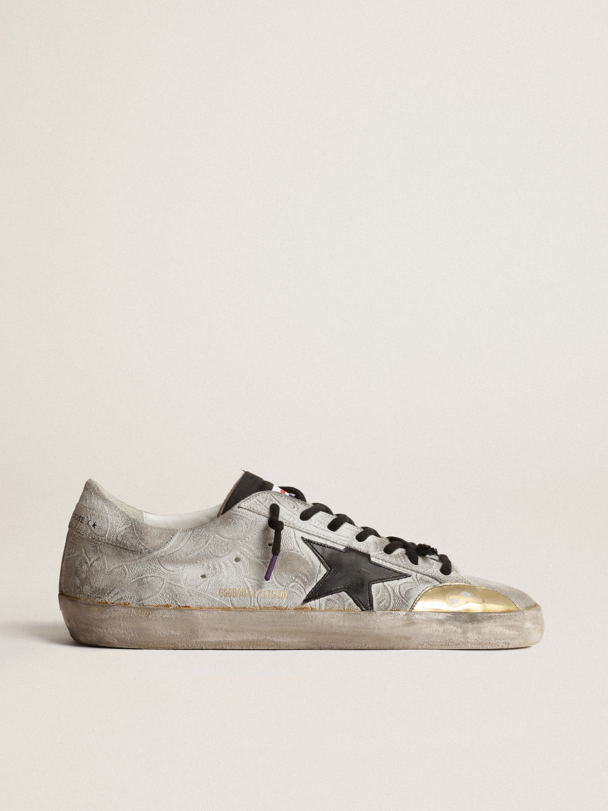 Men's Super-Star LAB with floral print and black leather star| Golden Goose