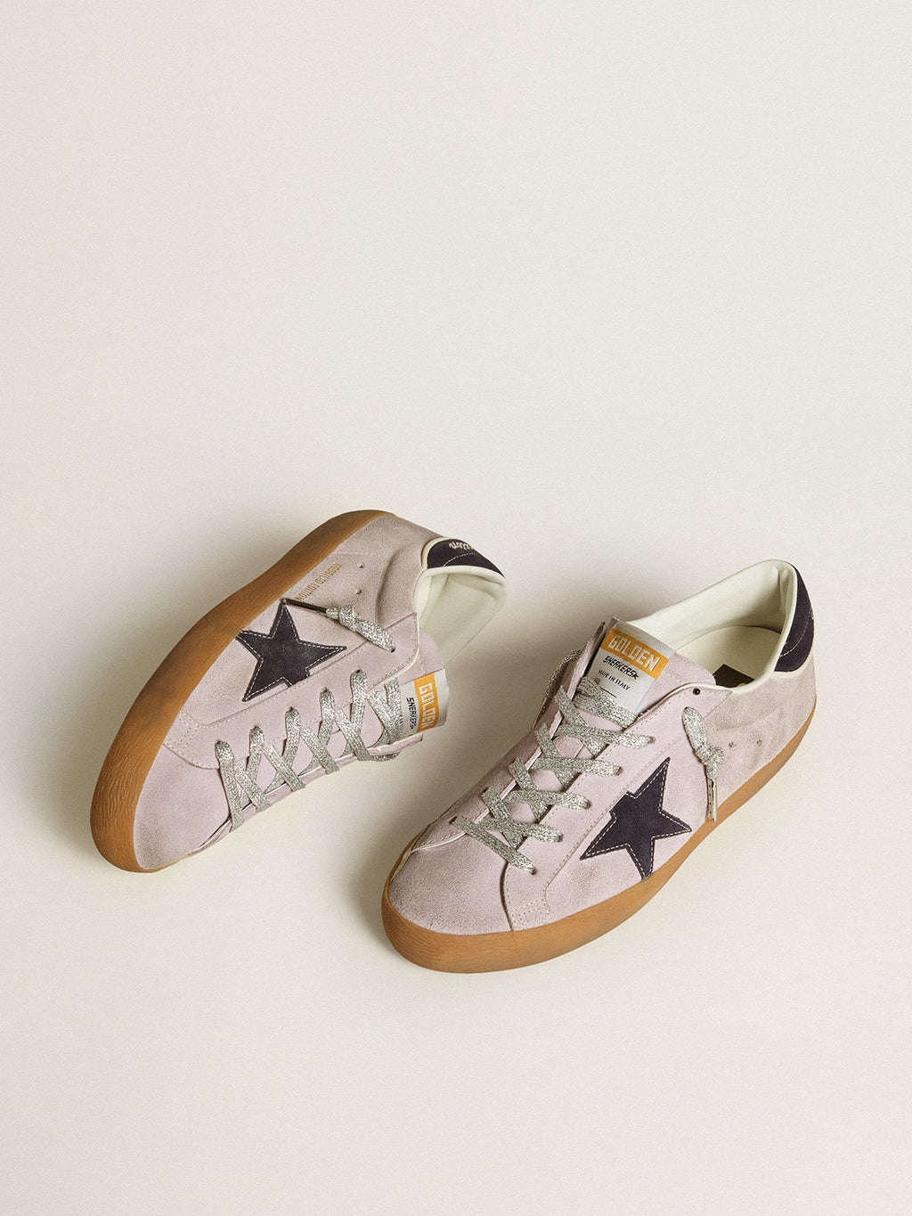 Super-Star LTD in lilac suede with midnight blue suede star and heel tab| Golden Goose