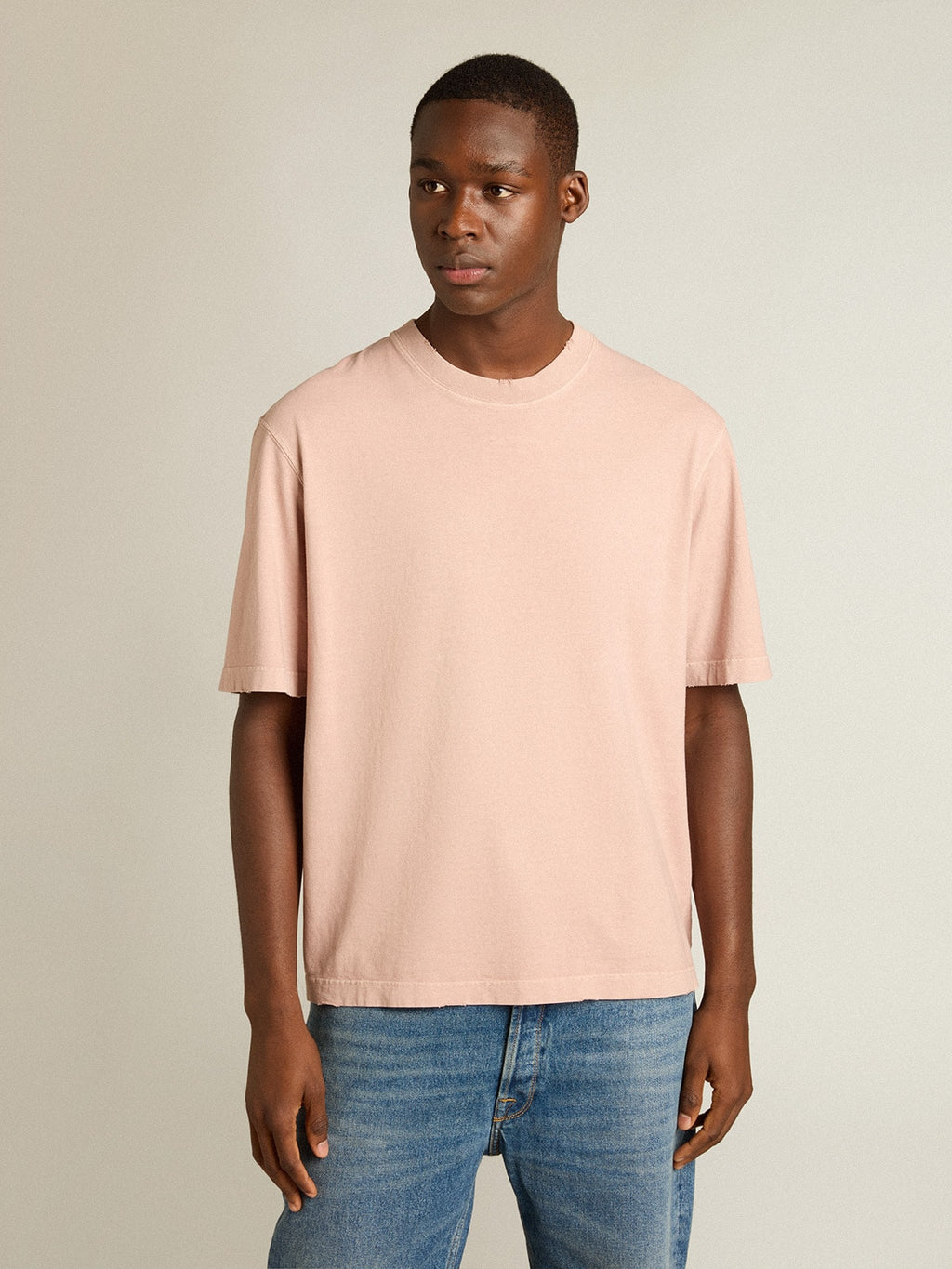 Powder-pink T-shirt with reverse logo on the back - Jersey Capsule| Golden Goose