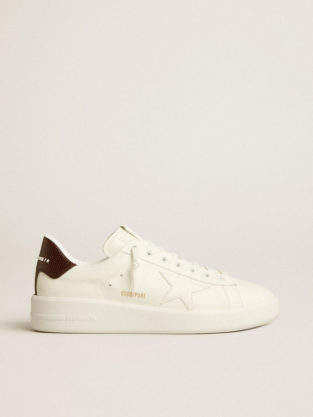 Purestar with white star and burgundy lizard-print heel tab| Golden Goose