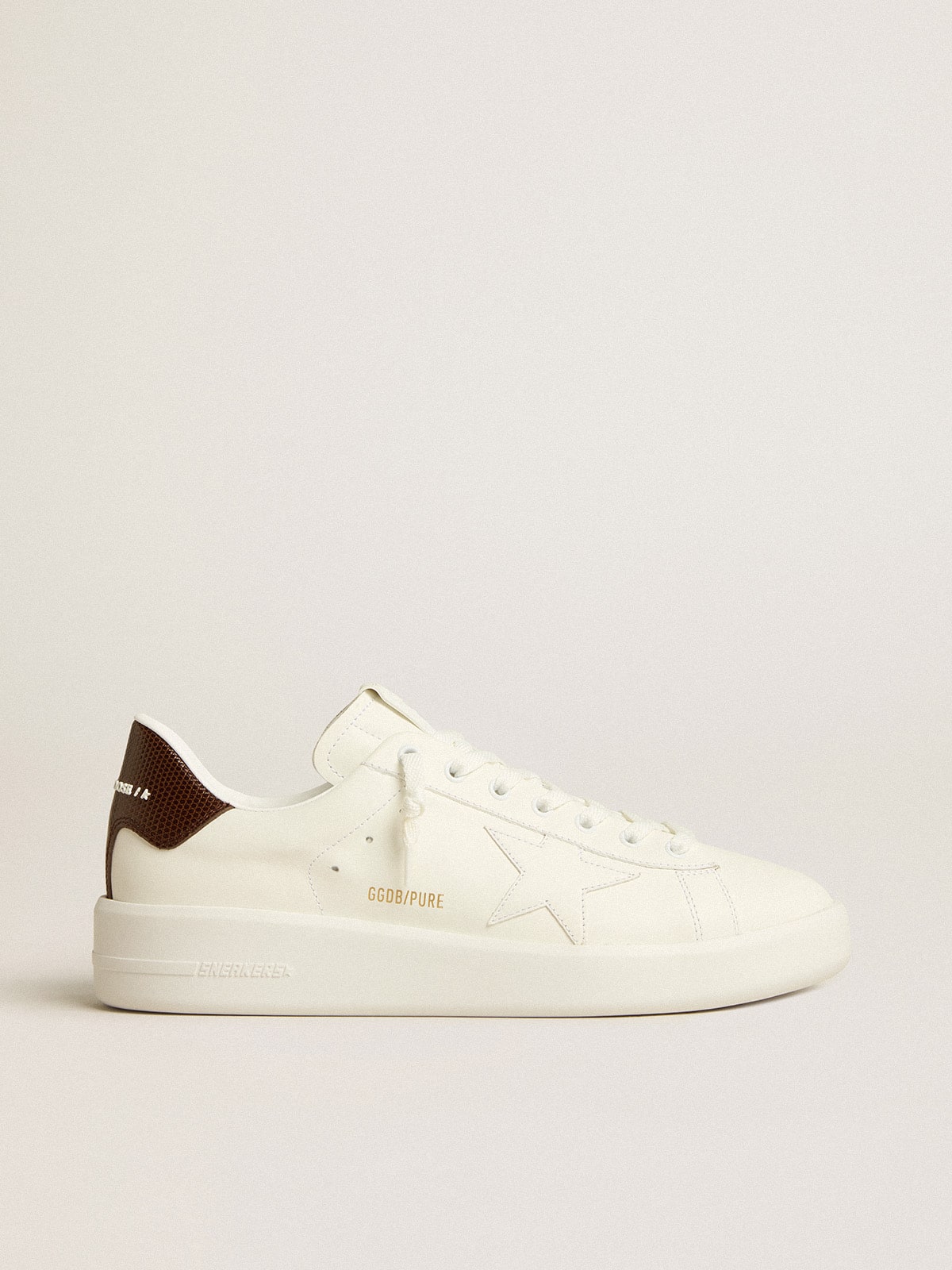 Purestar with white star and burgundy lizard-print heel tab| Golden Goose