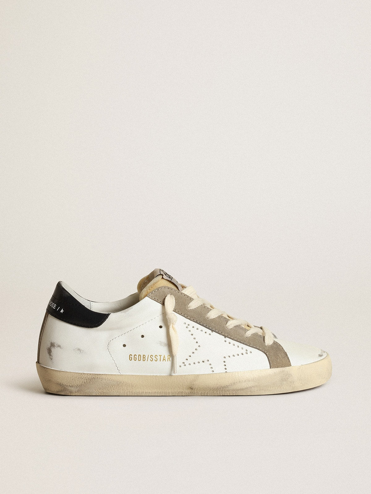 Women's Super-Star with perforated star and midnight blue heel tab| Golden Goose