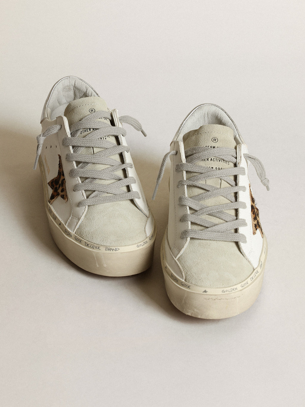 Women's Hi Star with star in leopard print pony skin and silver heel| Golden Goose