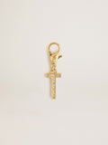 Letter T charm in gold-colored brass with crystals| Golden Goose