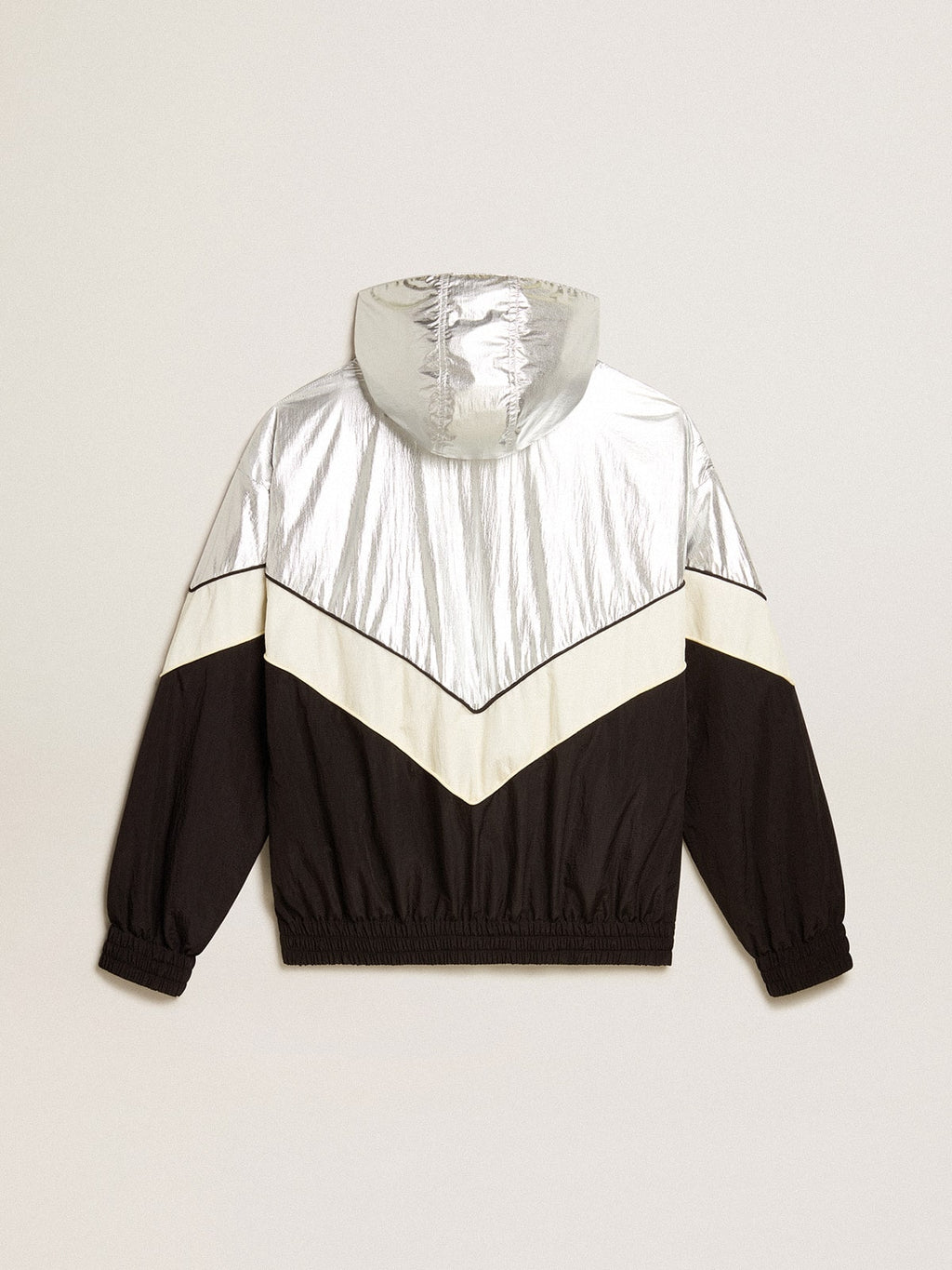 Women's windcheater in silver and black technical fabric| Golden Goose