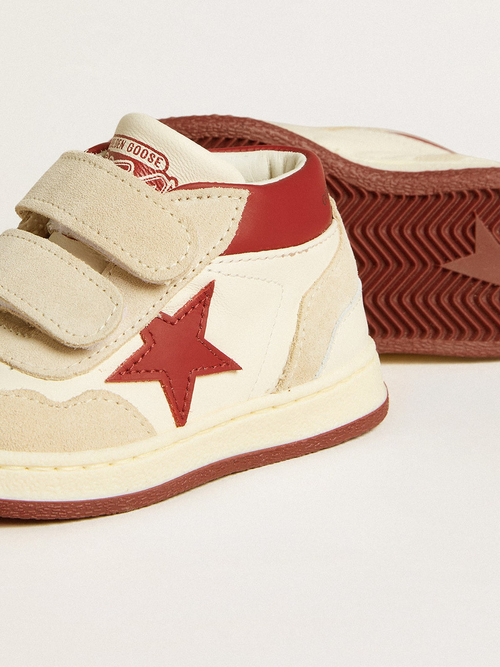 June Junior in nappa and suede with red leather star and heel tab| Golden Goose