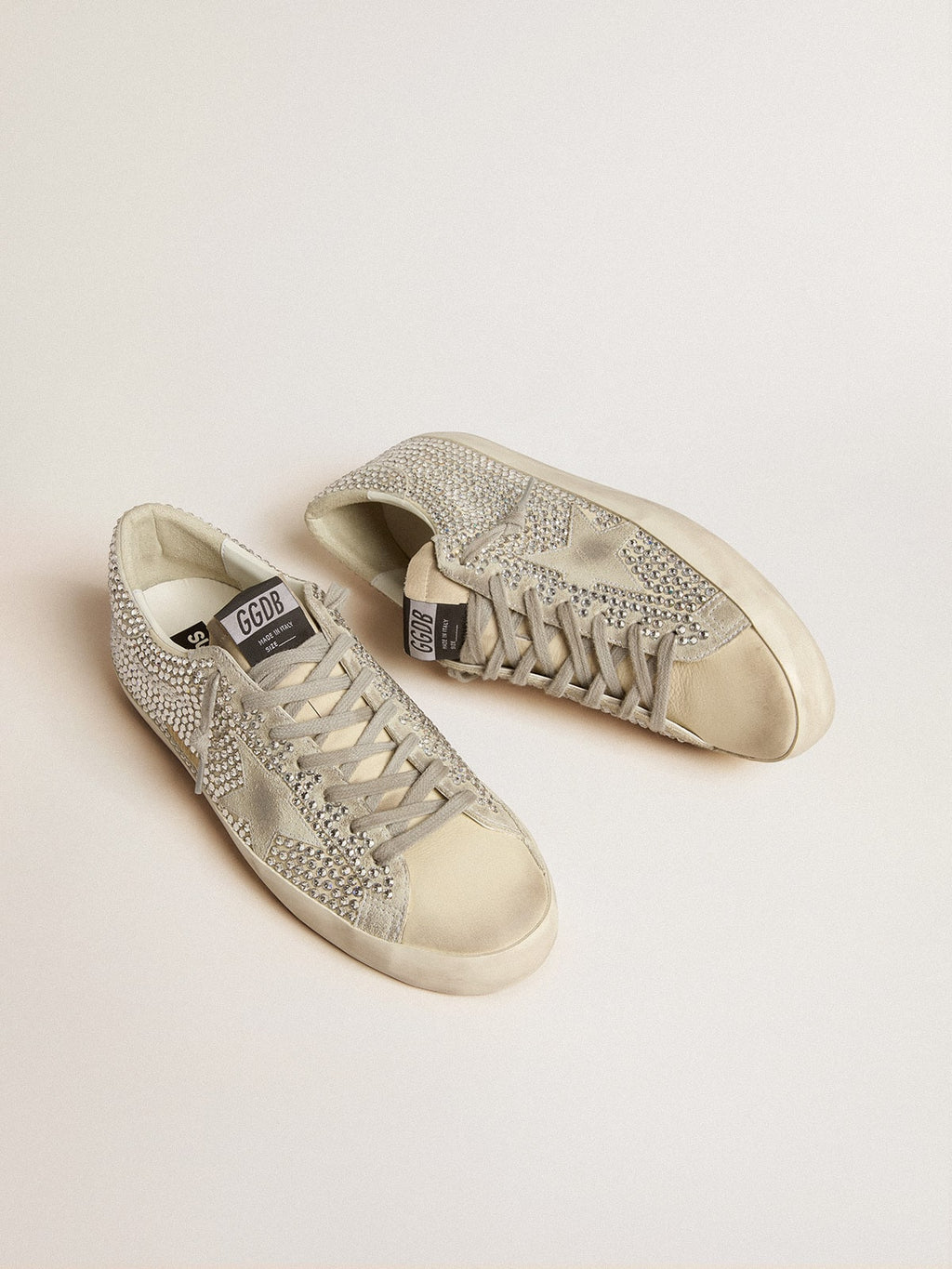 Super-Star in nubuck with Swarovski crystals and ice-gray suede star| Golden Goose