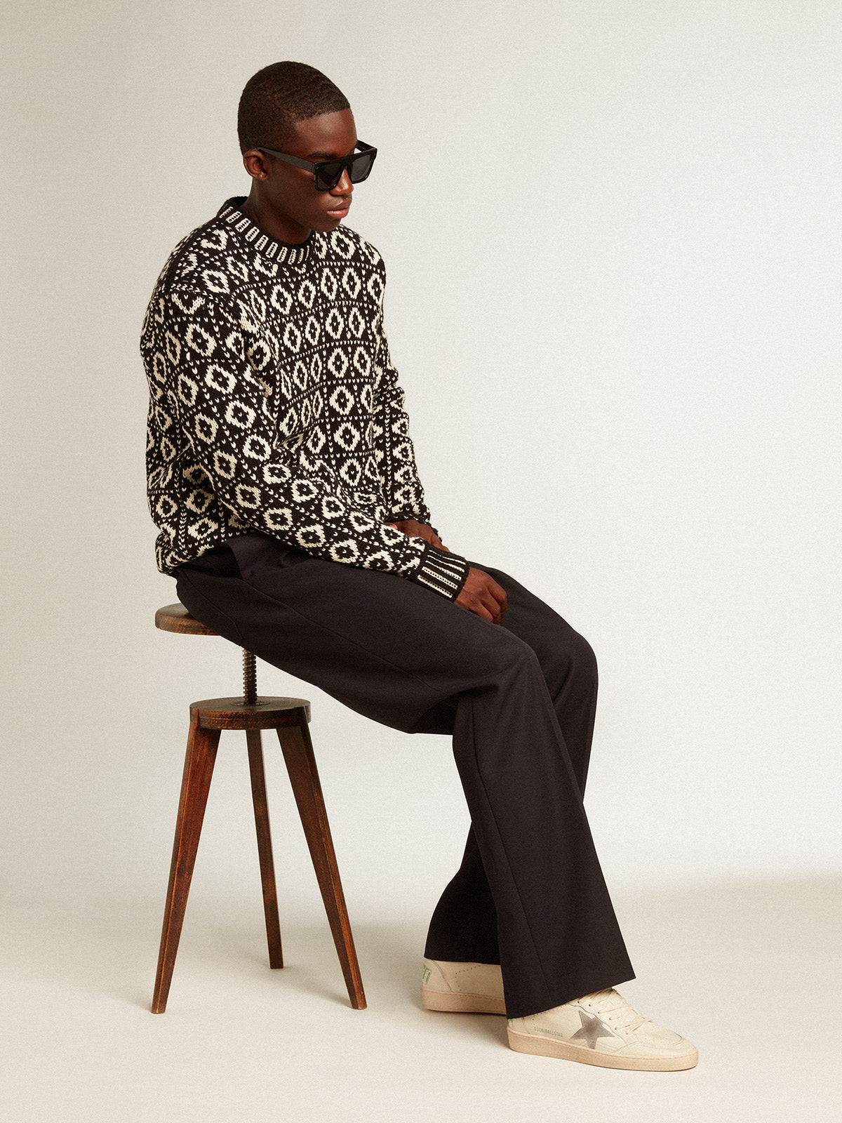 Ball Star in nappa leather with gray suede star and heel tab| Golden Goose
