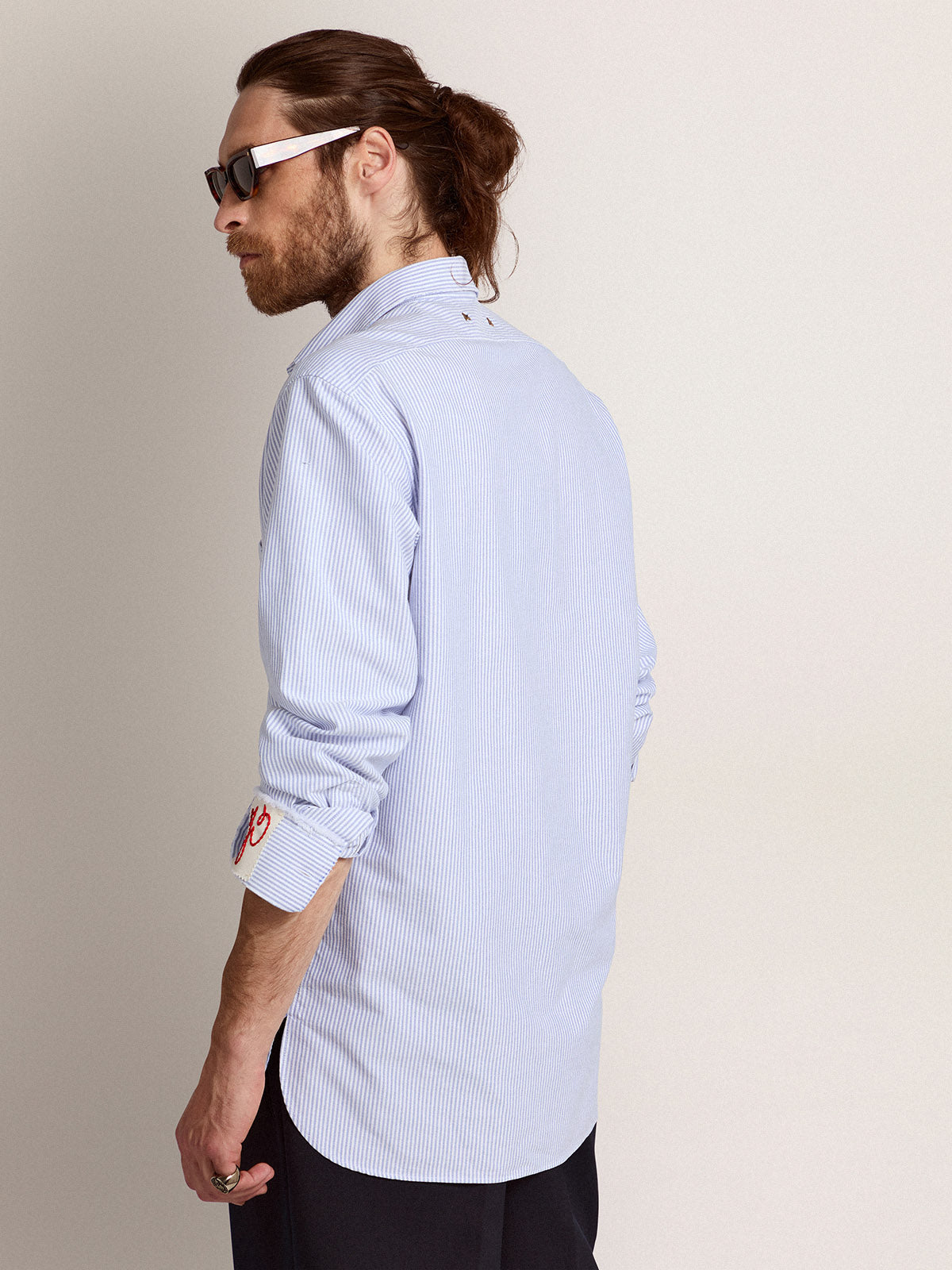 Men's shirt with narrow stripes| Golden Goose
