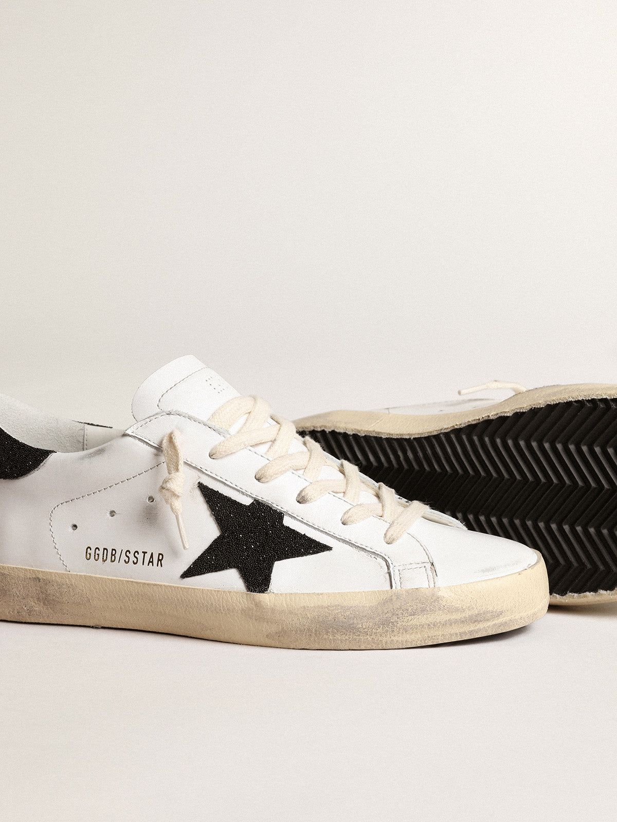 Super-Star with a black Swarovski crystal star and heel tab| Golden Goose