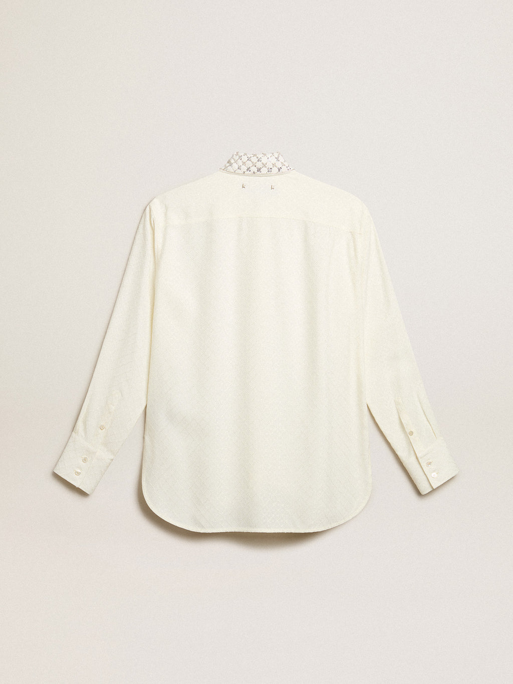 Shirt in vintage white with jacquard design and embroidery| Golden Goose