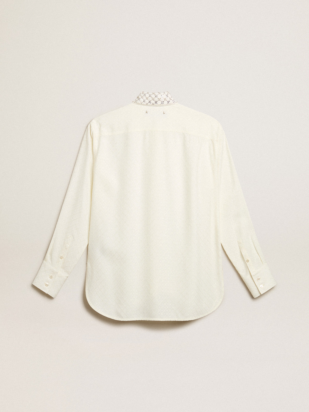 Shirt in vintage white with jacquard design and embroidery| Golden Goose