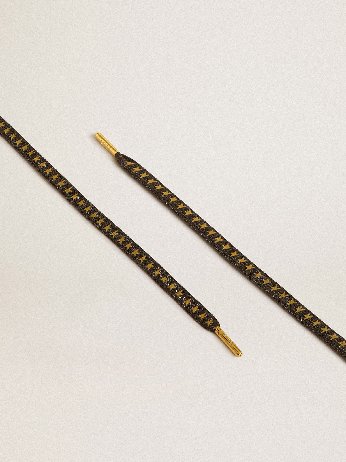 Dark gray Lurex laces with contrasting gold stars| Golden Goose