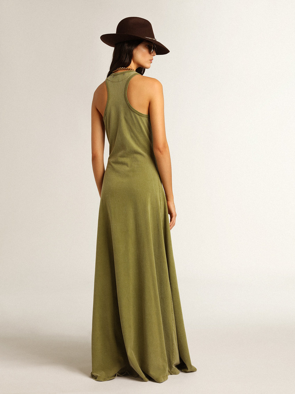 Pesto-green tank dress| Golden Goose