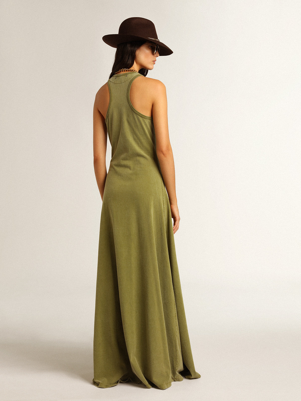 Pesto-green tank dress| Golden Goose