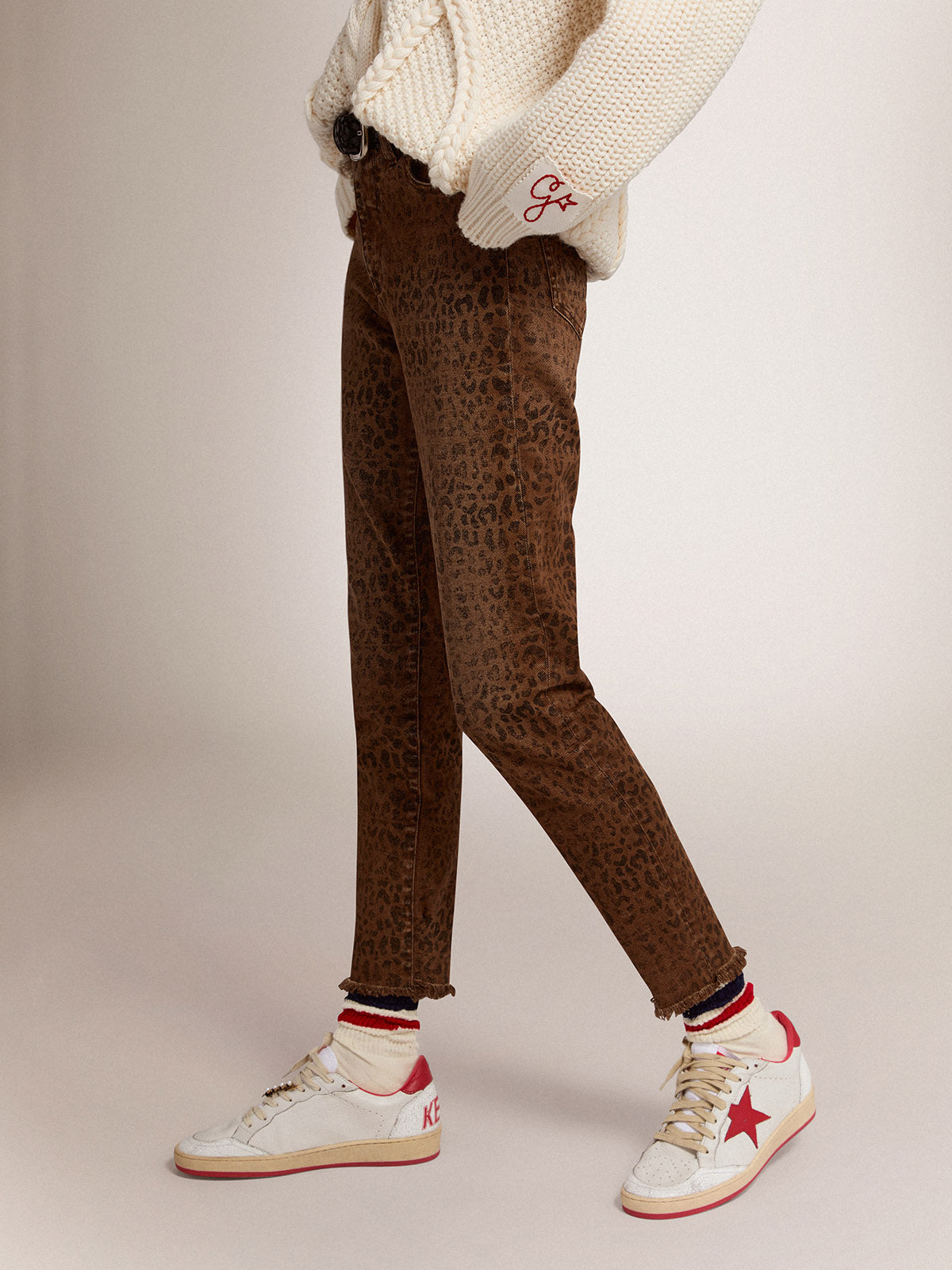 Women's Ball Star in white leather with red star and heel tab| Golden Goose