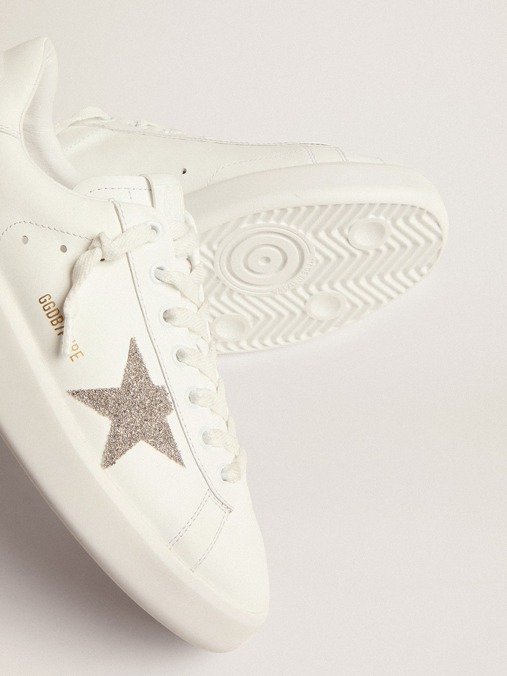 Women's Purestar in white leather with silver Swarovski crystal star| Golden Goose